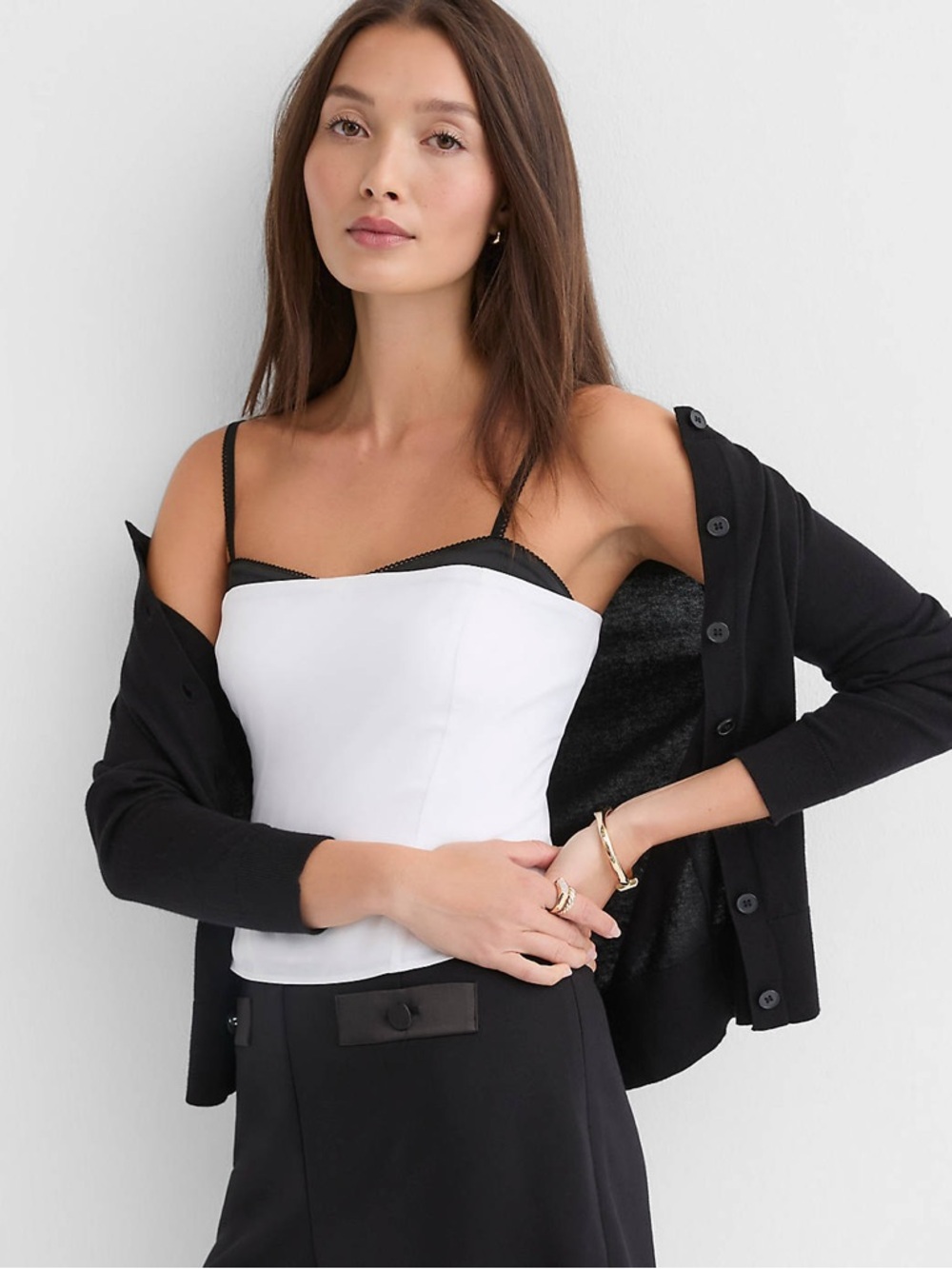 NWT Loft Satin Trim Strappy Bustier Top Size Medium